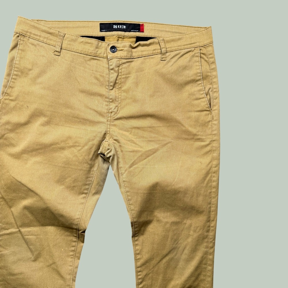 KR3W Krew Chino Pants Men 36W Tan KSLIM Slim Fit Stretch Skater Streetwear